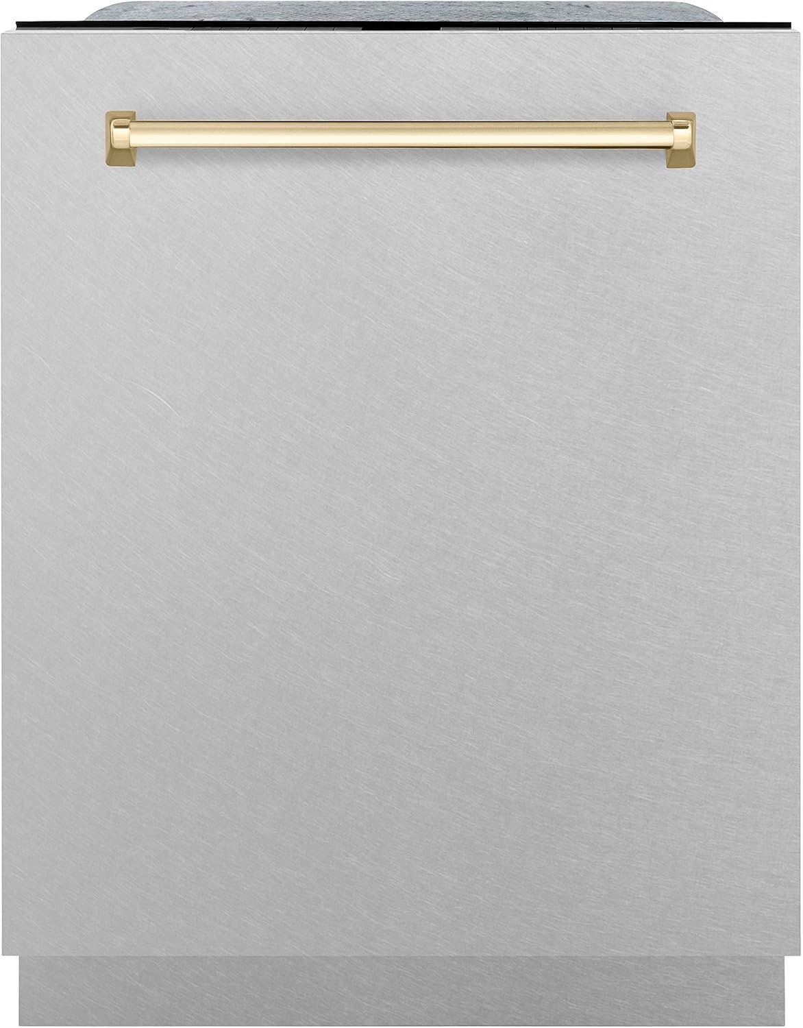 ZLINE Autograph Edition 24" 3rd Rack Top Touch Control Tall Tub Dishwasher in Fingerprint Resistant Stainless Steel with Gold Handle, 45dBa (DWMTZ-SN-24-G)